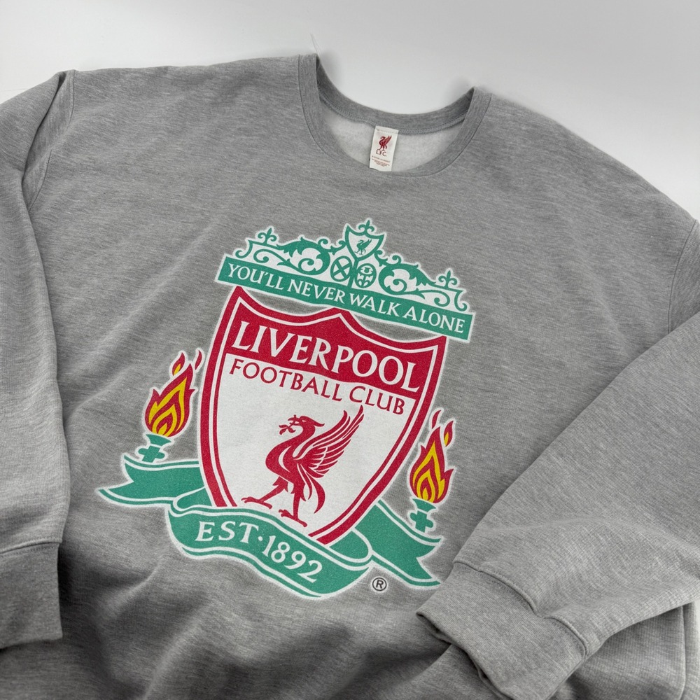Liverpool FC Sweatshirt Mens XXL Gray Crewneck Tultex Fifth Sun‎ Official LFC